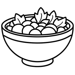 Minimalist Salad Bowl Line Art Vector Design