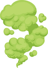 Green smoke cloud. Cartoon stream clouds, comic dust steaming, bright cloud puffs flat vector illustration icon. Steaming dust puff