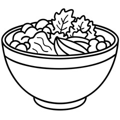 Minimalist Salad Bowl Line Art Vector Design