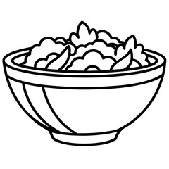 Minimalist Salad Bowl Line Art Vector Design