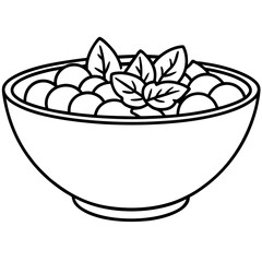 Minimalist Salad Bowl Line Art Vector Design