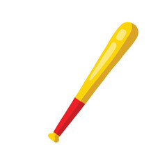 colored baseball bat game symbol, hand drawn vector illustration