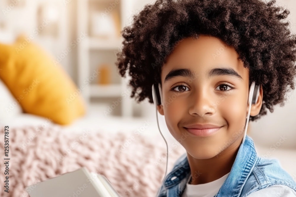 Poster inspiring e-learning stock photo of focused african american student with afro dreadlocks taking not