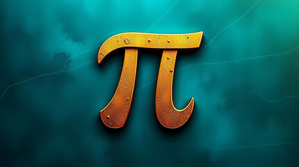Golden pi symbol on turquoise background illustrating Pi Day math concept