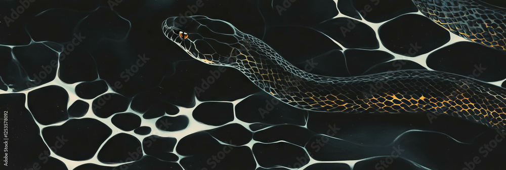 Poster hand-drawn snake skin artwork showcasing diverse scale patterns and textures