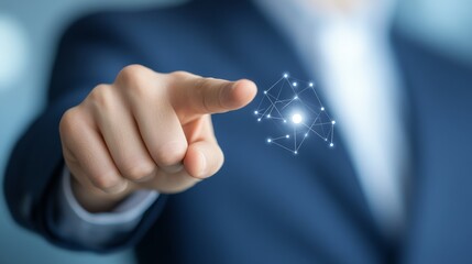 Businessman connecting global network, symbol of strategic partnerships and innovation in technology