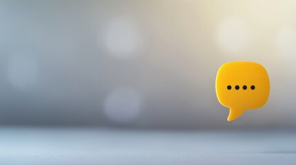 Bright Yellow Speech Bubble on Soft Background