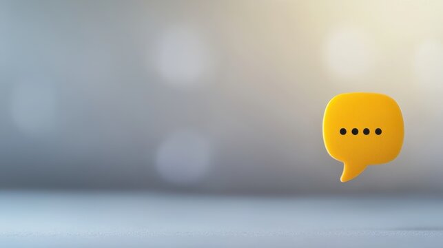 Bright Yellow Speech Bubble on Soft Background