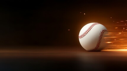 A baseball with light coming out, power, energy and fantasy in sports