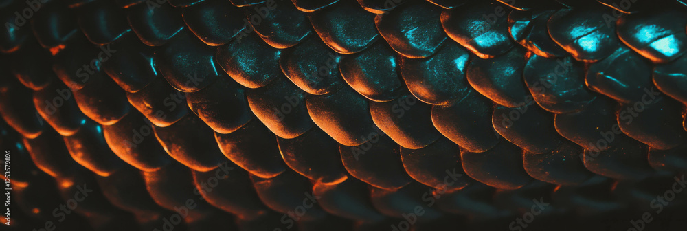 Poster Hand-drawn snake skin design featuring square scales and sharp dark lines for creative backgrounds