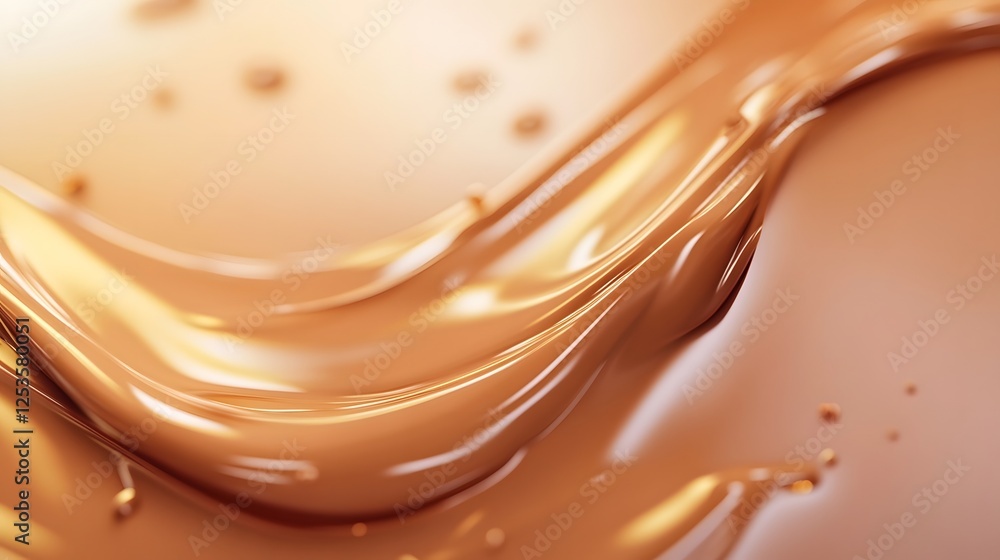 Poster elegant flowing metallic liquid paint waves in luxurious golden hues abstract dynamic curve backgrou