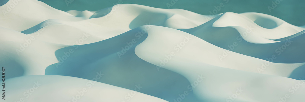 Poster infinite snow dunes showcasing geometric patterns and deep shadows in bright landscape