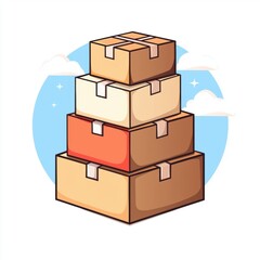 Obraz premium A colorful illustration of stacked cardboard boxes, symbolizing storage, logistics, and shipping. Perfect for illustrating concepts in commerce, delivery, and organization.