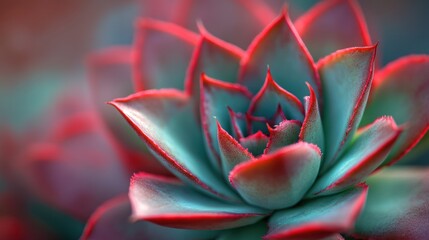 Fototapeta premium Stunning Close-Up of a Vibrant Echeveria Succulent with Teal and Red Hues