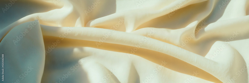 Poster light cream cotton fabric showcasing a plain weave and soft texture against a bright backdrop