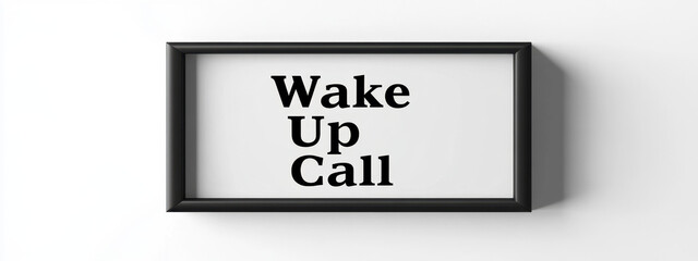 Framed typography print featuring a motivational quote 'Wake Up Call' against a minimalist white background.