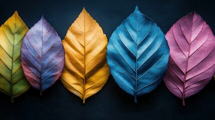 Vibrant Autumn Leaves: A Colorful Row of Nature's Masterpiece
