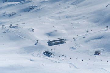 Zugspitze Snow covered ski slopes Bavaria Germany