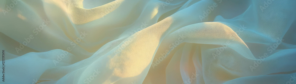 Poster close-up view reveals the fine texture and soft, flowing nature of chiffon fabric under light