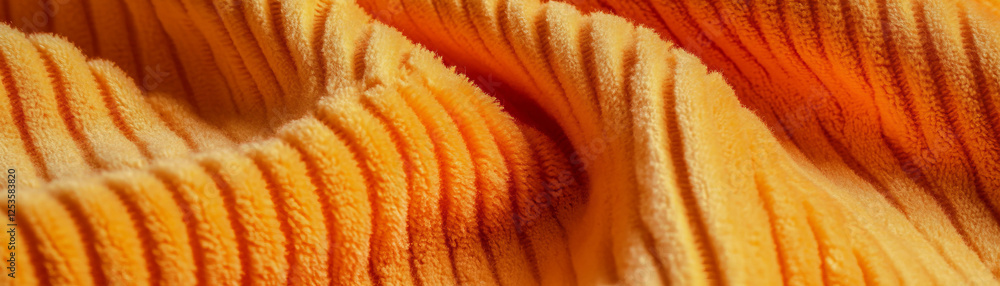 Poster Macro texture of corduroy fabric showcasing unique ridges and bright color contrast