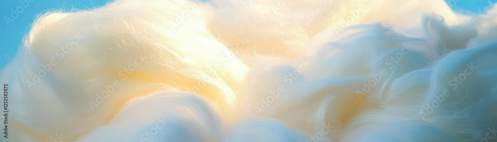 Aufkleber macro texture of soft cotton fibers against a bright background for creative design