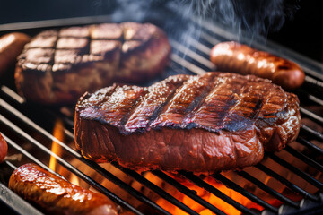 Saftiges Steak auf einem Grill