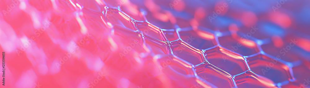 Poster macro texture of honeycomb knit fabric showcasing hexagonal patterns in vibrant colors