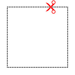 Scissor Tool Cutting Dashed Line Isolated Representing Coupins Plastic Rappers and Paper Cutting, Snap and Cutout Vector Illustration