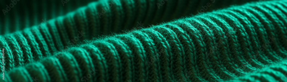 Poster macro texture of ribbed knit fabric showcasing vibrant vertical lines and detailed surface