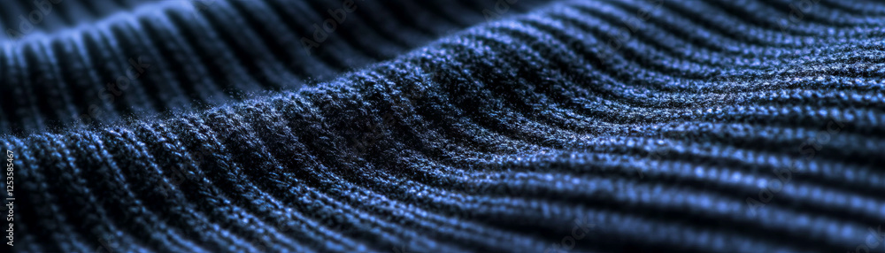 Poster macro texture of ribbed knit fabric showcasing vertical lines on a bright background