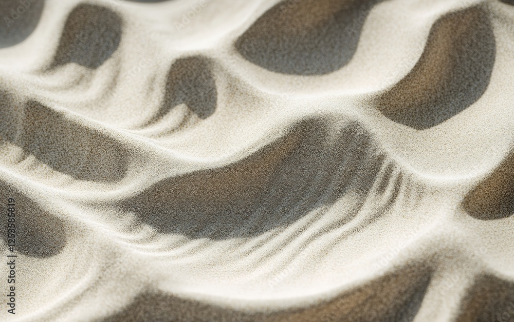 Poster close up of fine white and black sand dunes with natural wind patterns creating abstract textured ba