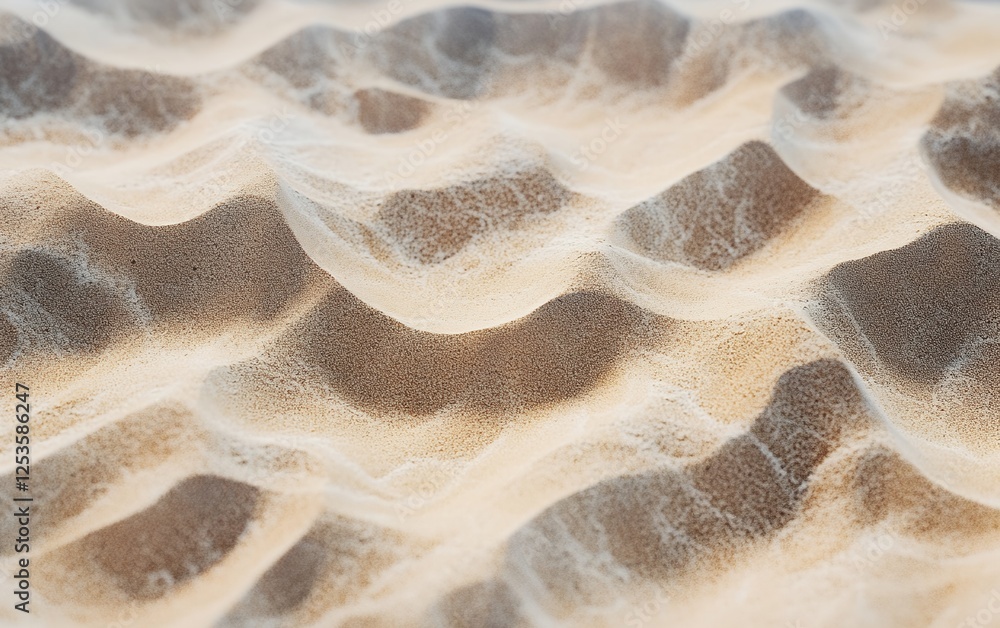 Poster natural wind formed sand dunes with soft shadows and granular texture creating an organic abstract b