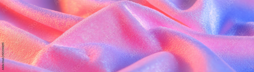 Poster Macro view of velour texture showcasing its soft pile against a bright background