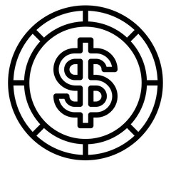 Stylish Dollar Sign Casino Chip Icon