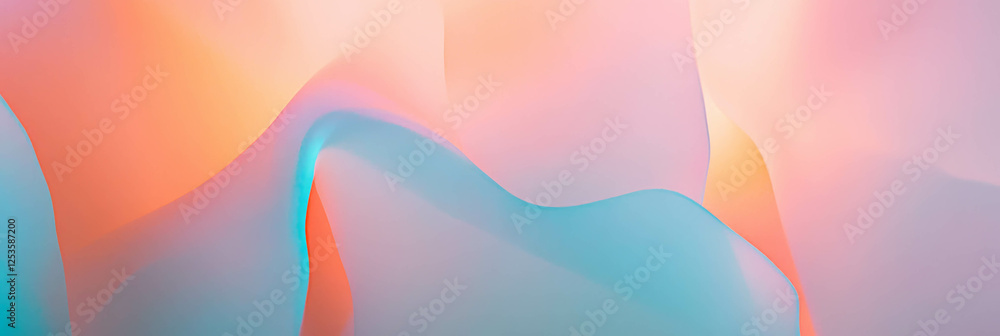 Poster Overlapping translucent shapes create a vibrant dimensional background for modern design elements
