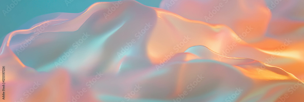 Poster Overlapping translucent shapes with gradients create a bright dimensional background effect