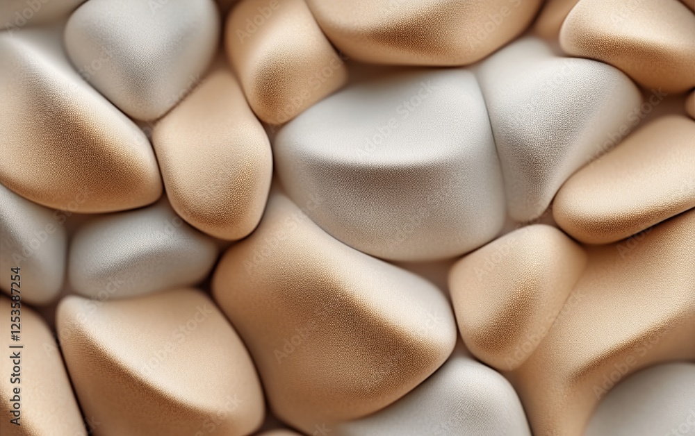 Poster minimalist soft pebble like forms with smooth and textured surface in neutral colors for elegant int