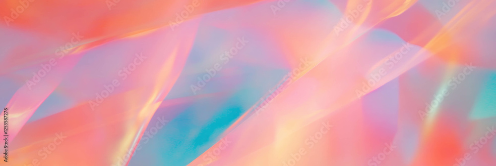 Poster Overlapping translucent shapes with gradients create a vibrant dimensional background effect