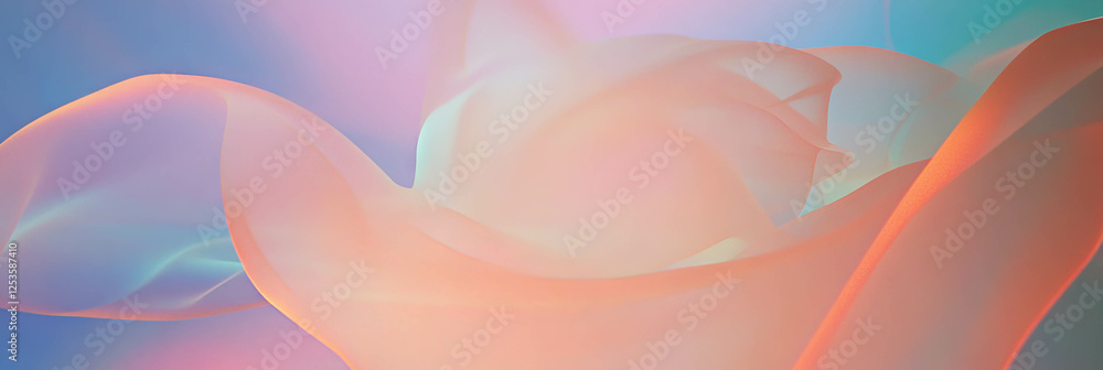 Poster Overlapping transparent geometric shapes with vibrant gradients create a three-dimensional effect