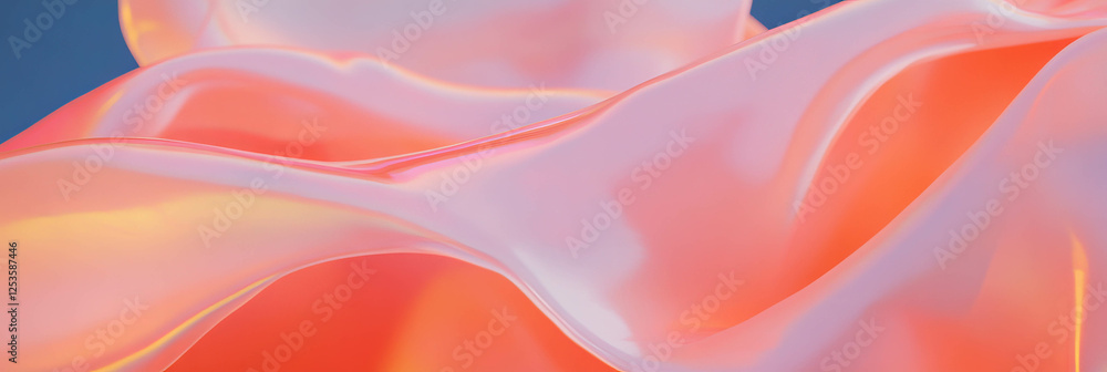 Poster Overlapping transparent shapes with gradients create depth on a bright banner background