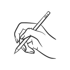 Vector Line Art Hand Holding a Pencil - Simple and Clean Design