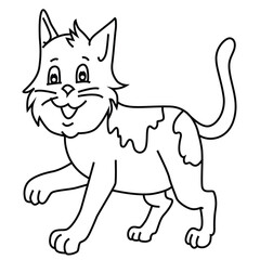 Cute cartoon hand drawn vector funny cat coloring page.