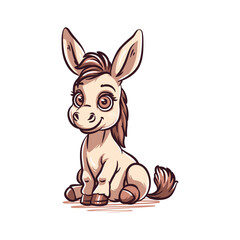 Cute Cartoon Donkey Sitting on the Floor - Fun and Playful Vector Illustration