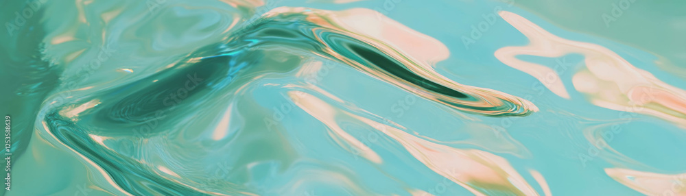 Poster Rippling water surface with wave patterns and bright reflections in a serene environment
