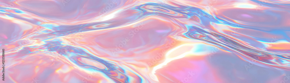 Poster Rippling water surface creates mesmerizing wave patterns and reflections against a bright background