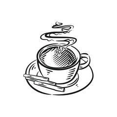 A Hot Cup of Coffee in Minimalist Line Art Style