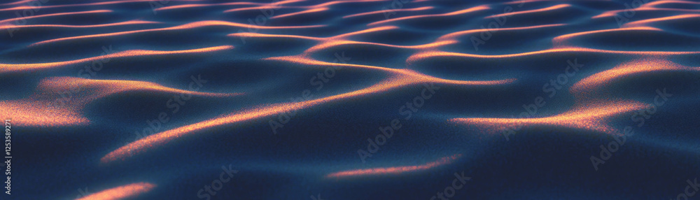 Poster captivating rippled patterns of fine sand with contrasting shades illuminated by bright light