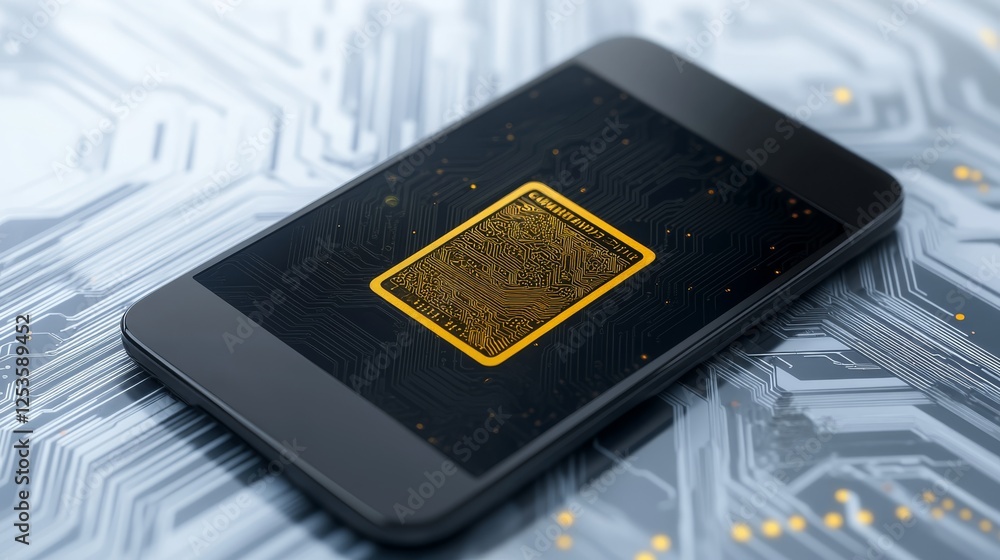 Poster smartphone technology and innovation, exploring the power of microprocessors in modern mobile device