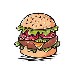 Colorful Hamburger in Vector Illustration