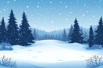 Fototapeta premium Snowy Winter Forest Landscape Background